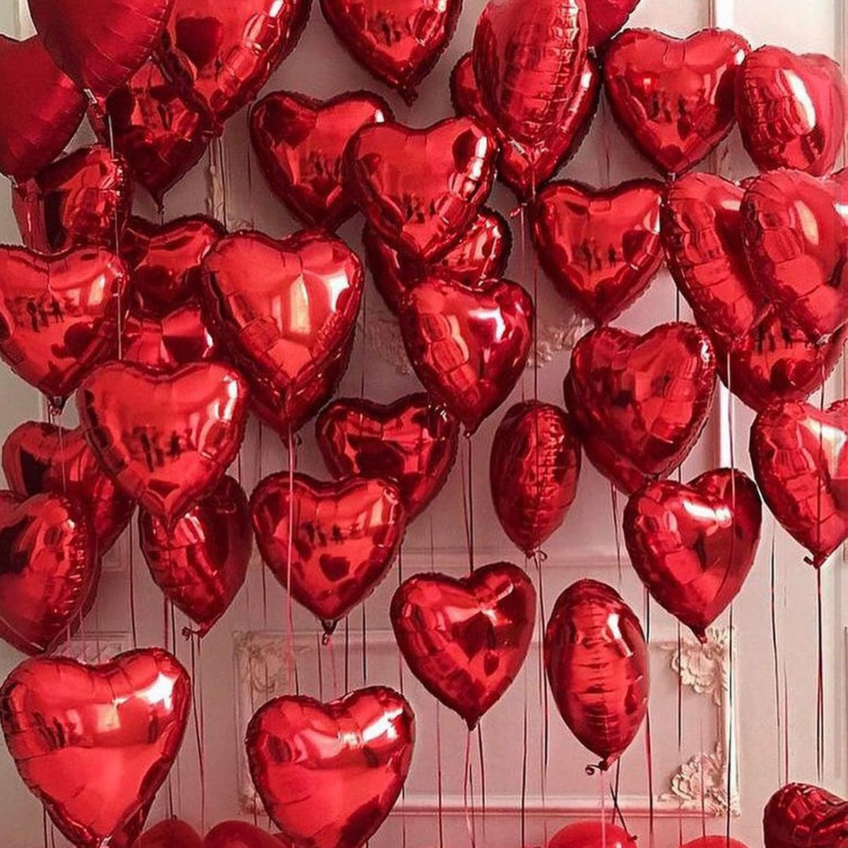 Red Heart Balloons,10Pcs Red Foil Heart Shaped Love Balloons,18Inch Helium Polyester Film Balloon
