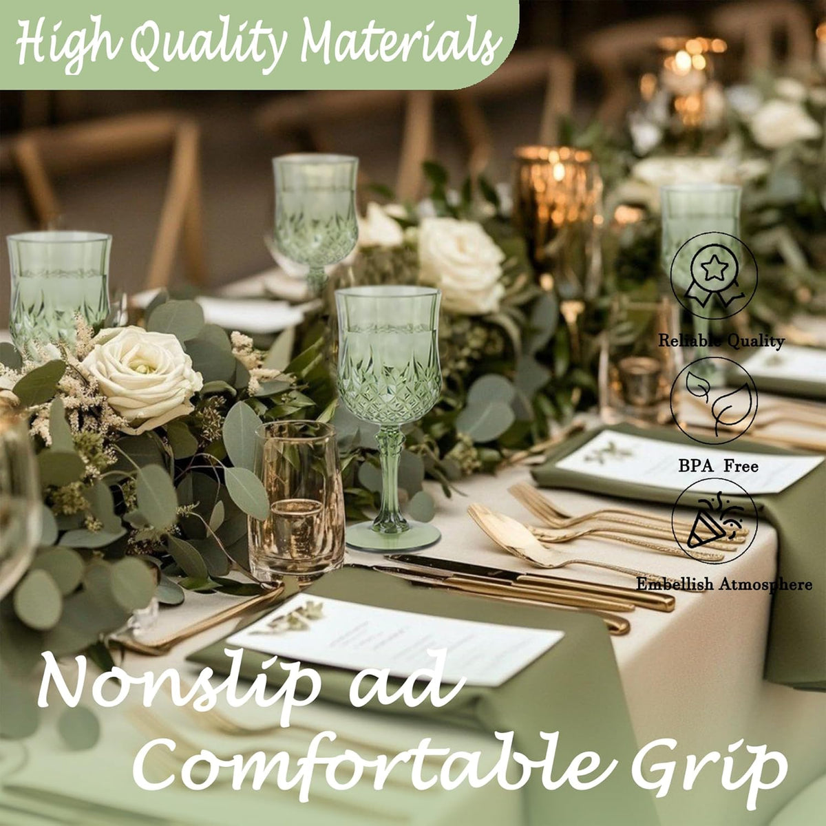 Plastic Wine Glasses，Plastic Goblets Vintage Style Cordial Drinking Glasses for Wedding Reception