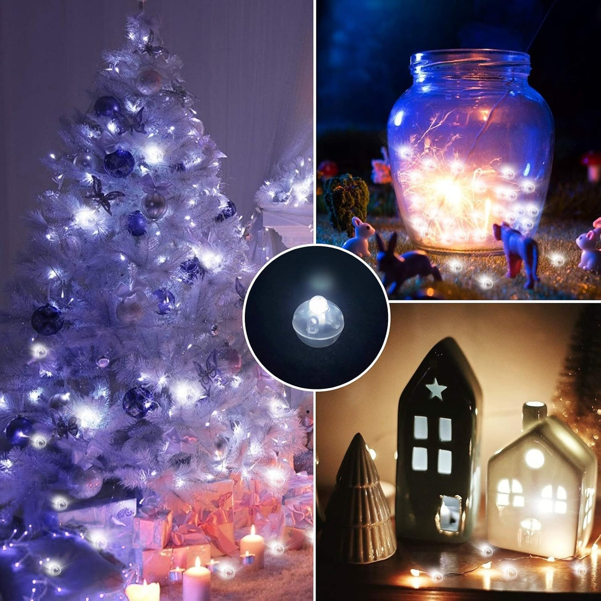 50pcs White LED Balloon Lights, Tiny Led Lights Mini Round LED Ball Lamp for Paper Lantern