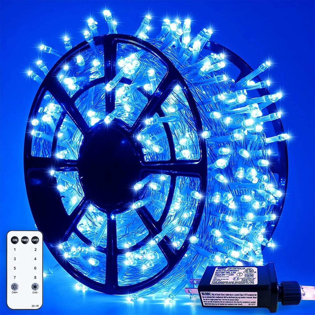 JMEXSUSS 163 FT 500 LED Blue Christmas Lights Outdoor, Waterproof Blue String Light Plug in, 8