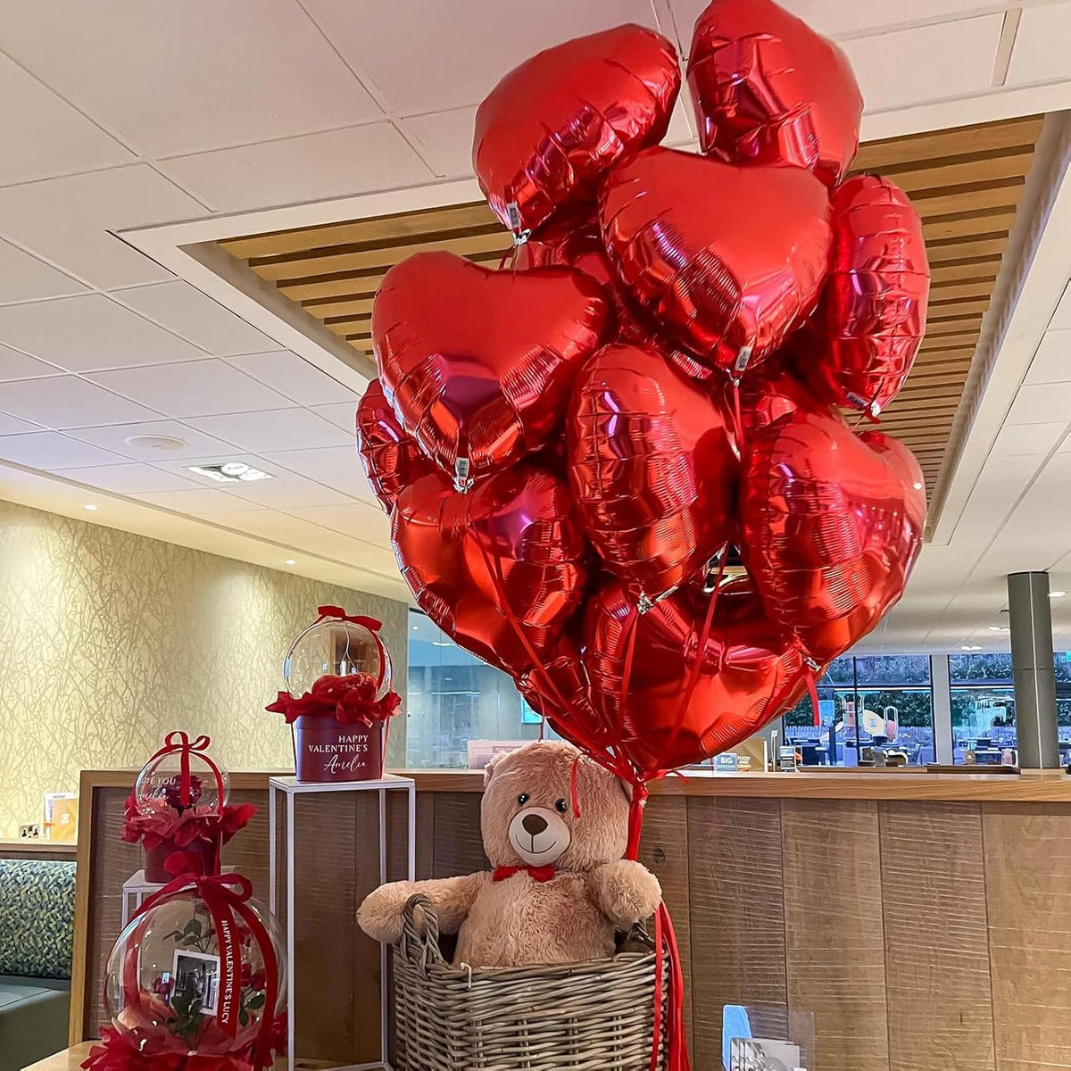 Biapian Foil Heart Balloons Red, 10PCS Red Heart Shape Balloons, Valentines Balloons 18inch Red