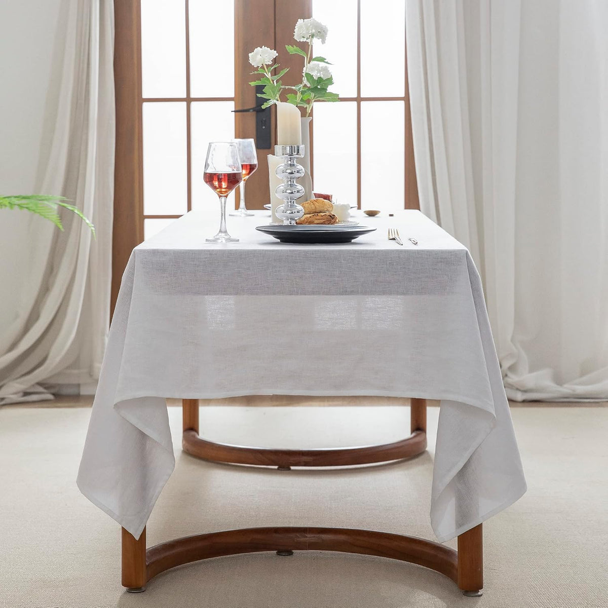 EVERLY 100% Pure Linen Rectangle Tablecloths 60x144Inches for Dining, Buffet Parties