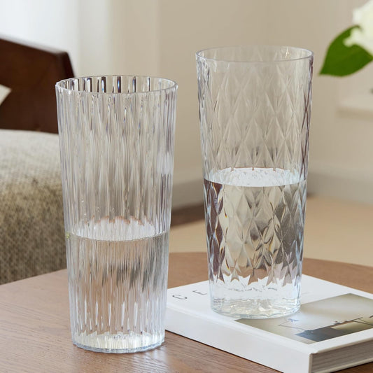 2 Clear Crystal Plastic Flower Vase, 10.2" Acrylic Rose Bouquet Vases for Home Decor Centerpieces