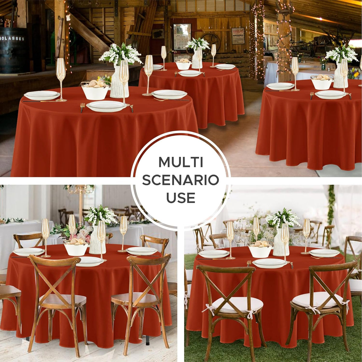 Fitable 8 Pack Round Tablecloths: Stain Resistant Wrinkle Free Fall Table Clothes, Washable