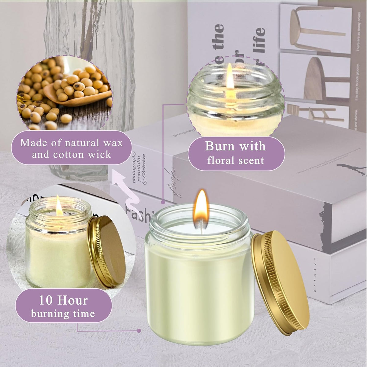 ACITHGL 36 Pcs 4oz Mini Mason Jar Candles Small Scented Candles Bulk Aromatherapy Ideal Souvenir