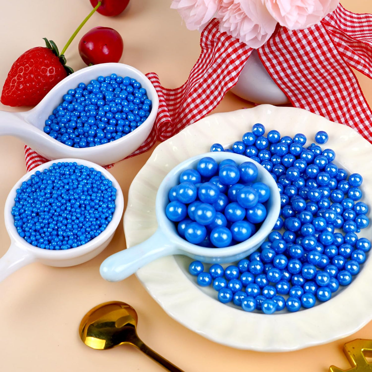 Dazzjoy Edible Blue Ball Pearl Sugar Sprinkles, 150g/5.29oz, Blue Sprinkles for Cake Decorating