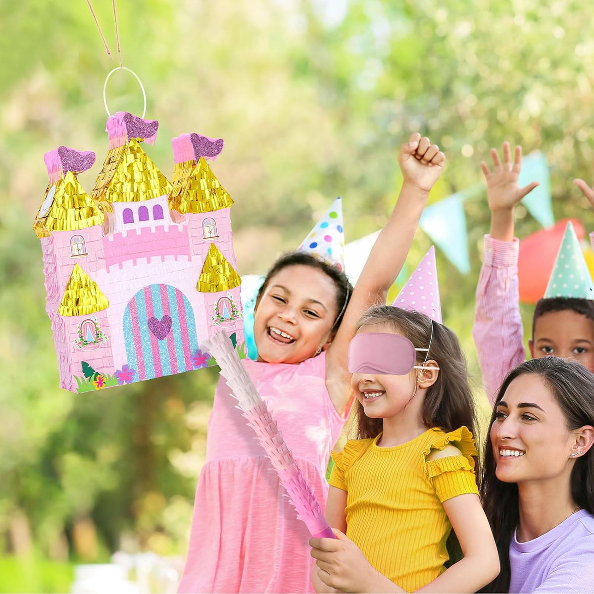 WERNNSAI Princess Castle Piñata - Princess Birthday Party Decorations Pink Princess Piñata with