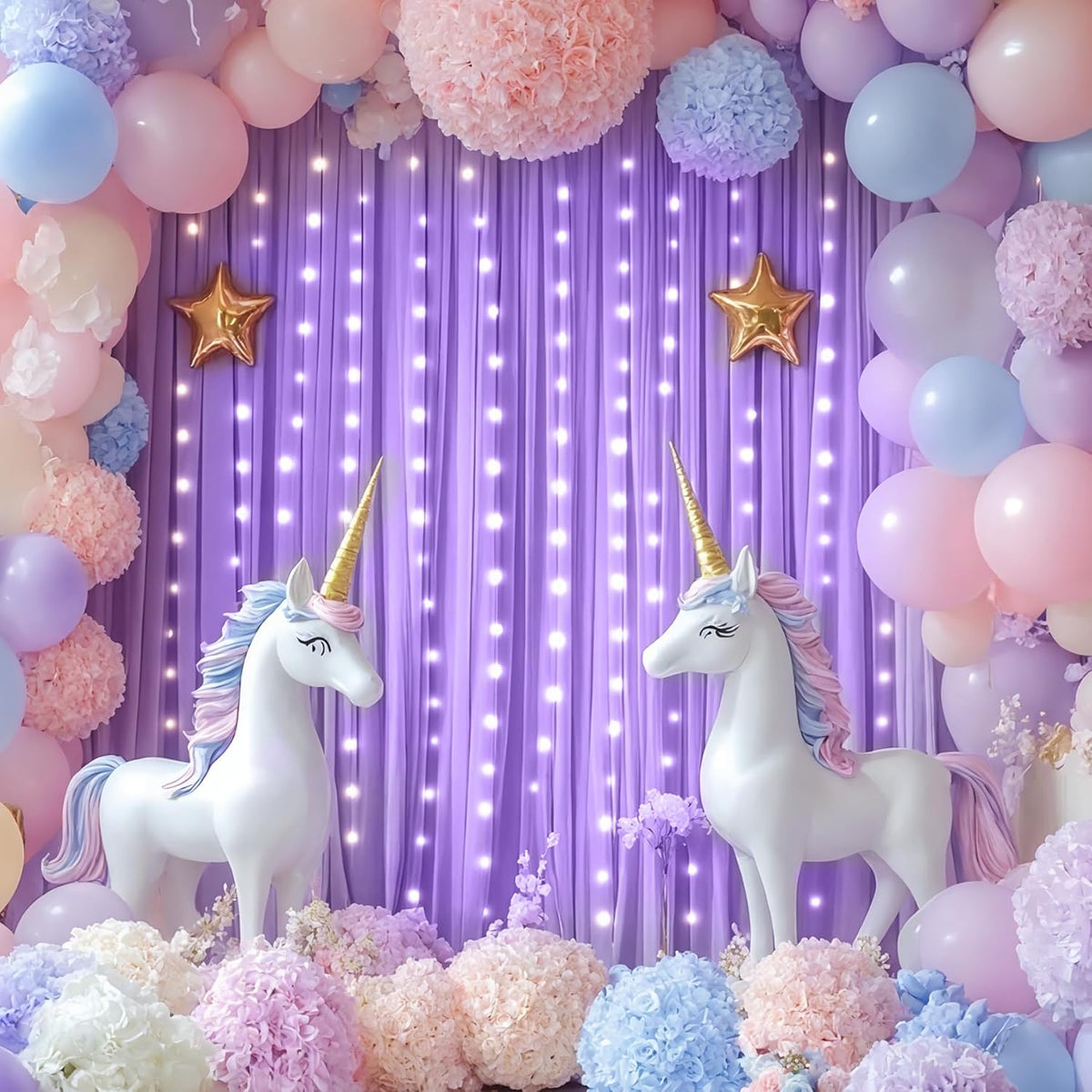 Lavender Backdrop Curtains with Lights for Parties,10x10FT Wrinkle Free Polyester Wedding Photo