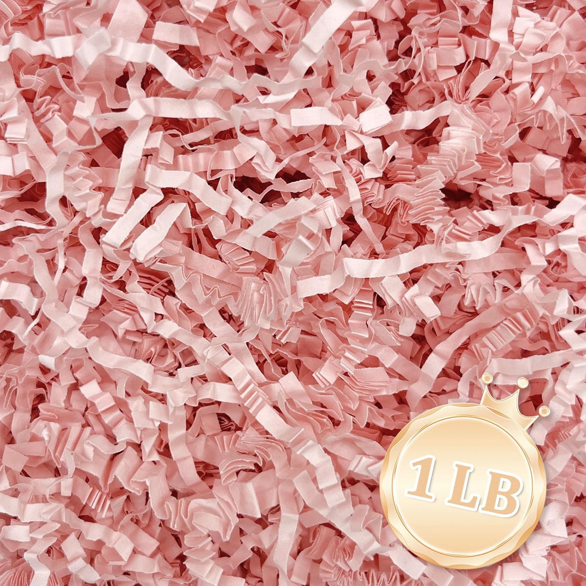 1 LB Light Pink Crinkle Cut Paper Shred Filler Great for Gift Wrapping, Light Pink Basket Fillers