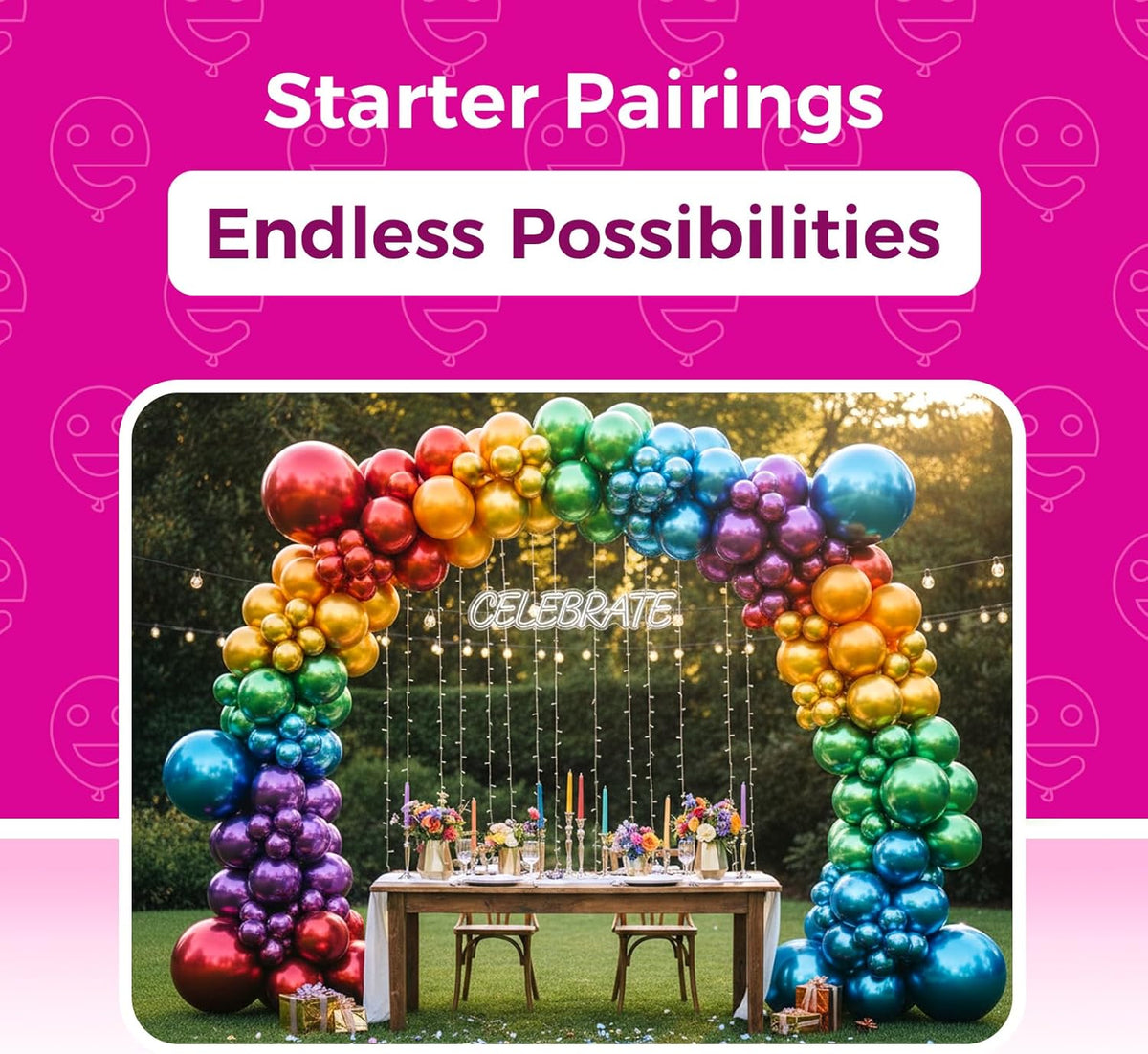 Bezente Metallic Chrome Latex Balloons, 100 Pack 12 inch Assorted Balloons Colorful Party Balloons