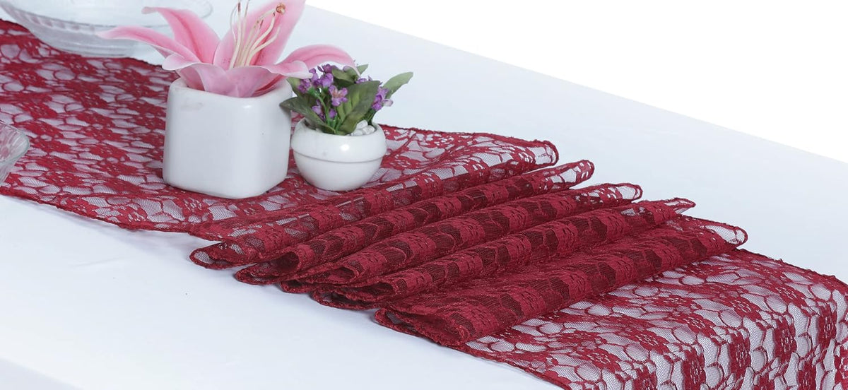 MDS Pack of 25 Wedding 12 x 108 inches Lace Table Runner for Wedding, Decorations for Birthday