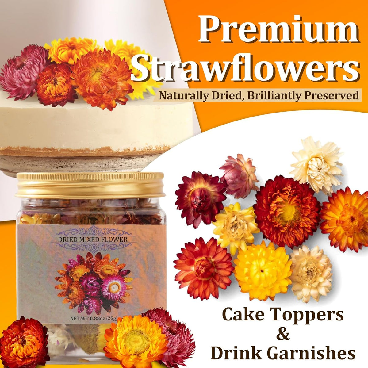 30+ Edible Dried Mixed Flowers – 25g Food Grade Natural Blooms for Cake Decorating, Tea, Cocktails