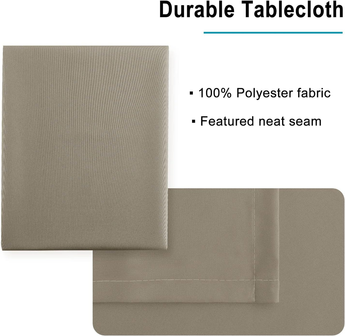 Hiasan Taupe Square Tablecloth - Waterproof and Spillproof Restaurant Washable Polyester Table