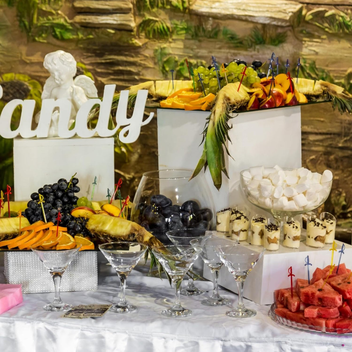 Leinuosen 7 Pcs Large Buffet Risers Set 6" to 12" Acrylic Display Box Catering Dessert Table Riser