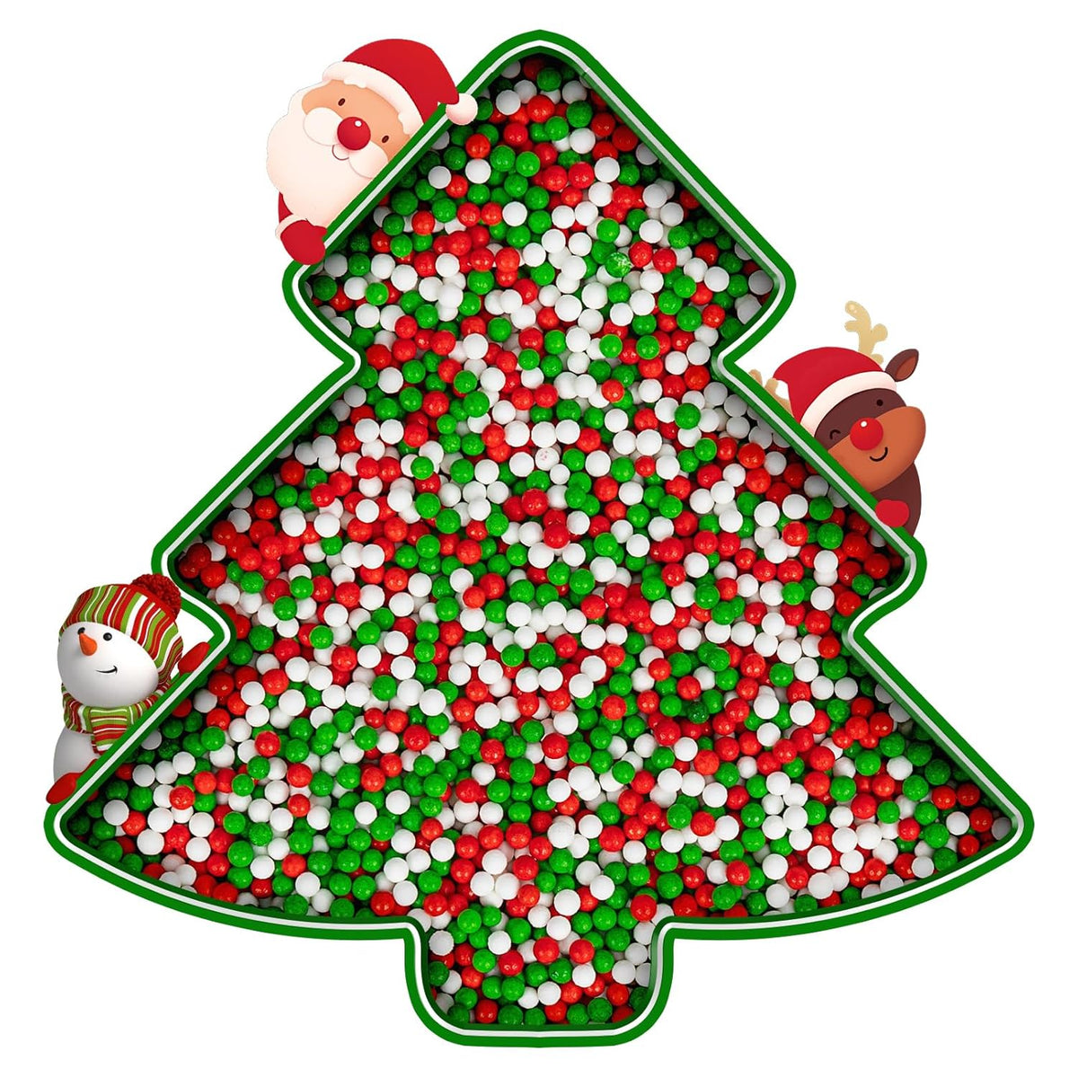Christmas Nonpareils Sprinkles for Cake Decorating,130g White Red and Green Mini Pearls Mix,Edible