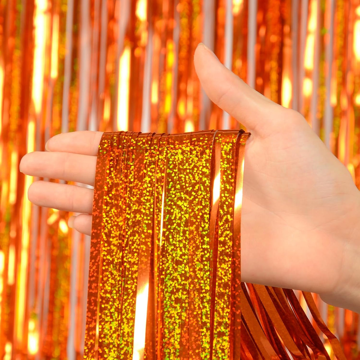 Reusable Foil fringe Curtains Halloween Decor Indoor Party Decorations - Melsan 3 Pack 3.2 x 8.2 ft
