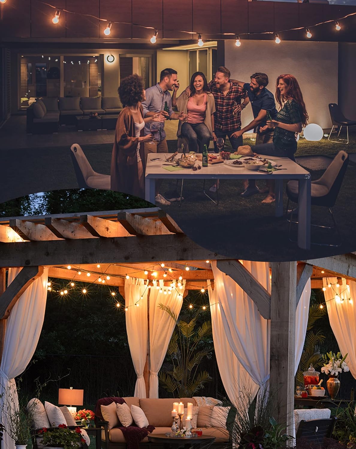 Outdoor String Lights, 200FT Patio Lights with 100 Shatterproof G40 Globe Bulbs(4 Spare)