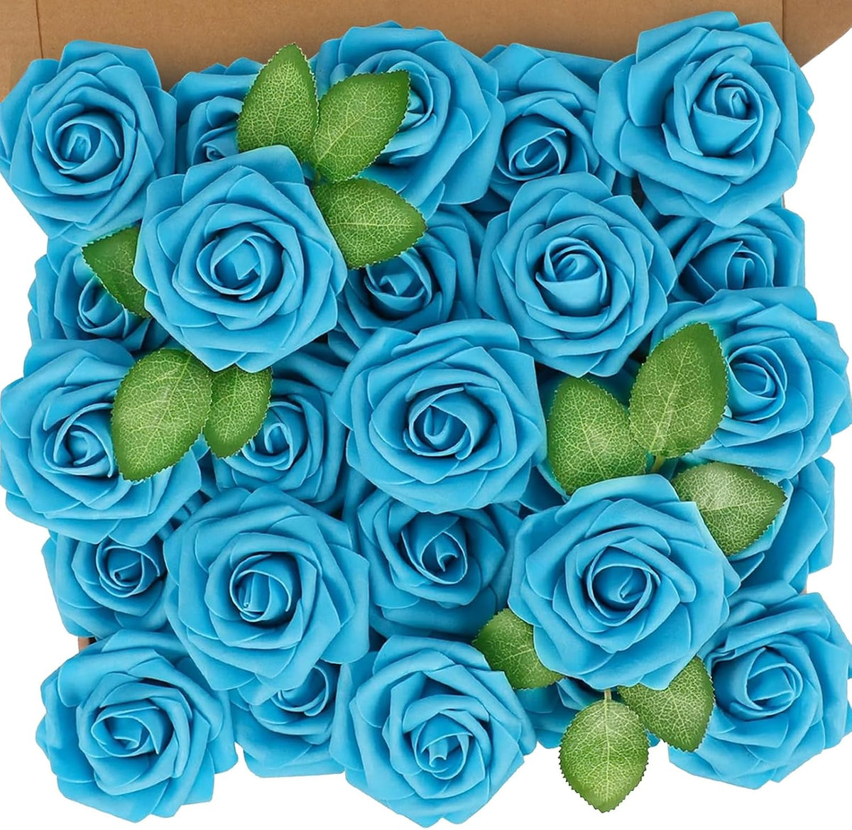 N&T NIETING Artificial Flowers, 25pcs Fake Flower Roses with Stem for DIY Wedding Bouquets