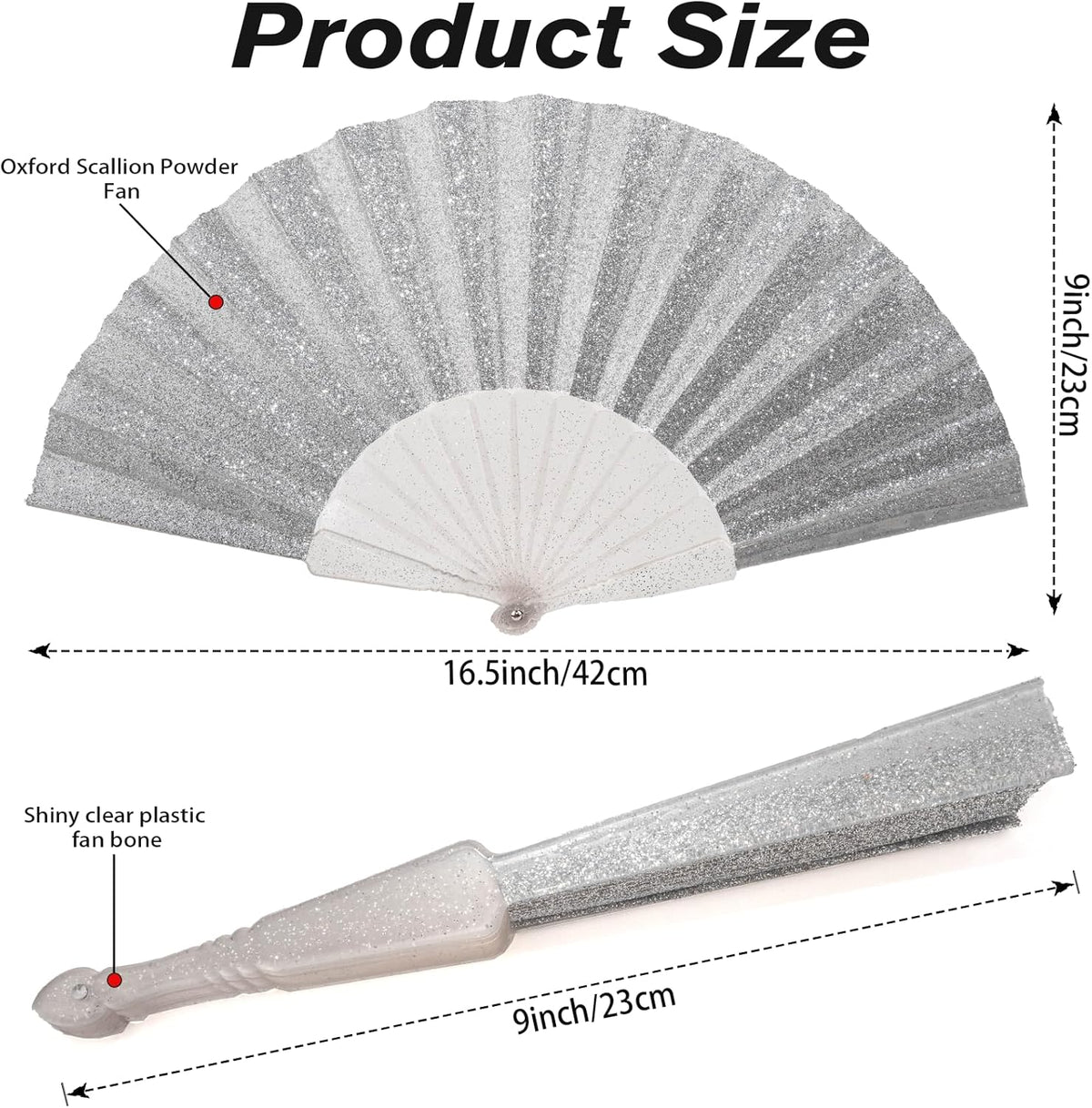 24 Pack Handheld Fan,Folding Hand Glitter fan with Shining Transparent Fan Rib – Ideal for Wedding