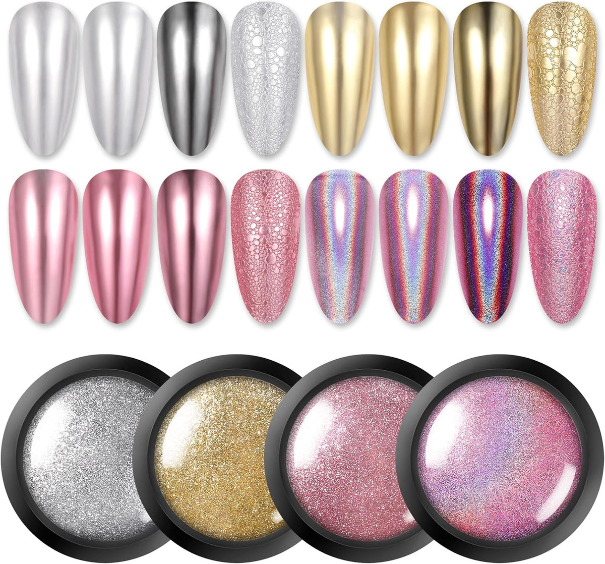 Born Pretty Chrome Nail Powder Metallic Mirror Powder Holographic Pigment Powder Manicure Nail Art