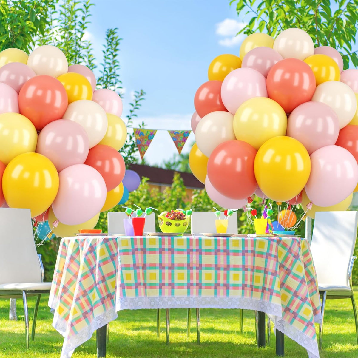 Pink and Yellow Balloon,50PCS 12 Inch Boho Pink Balloons Retro Orange Pastel Pink Yellow Nude