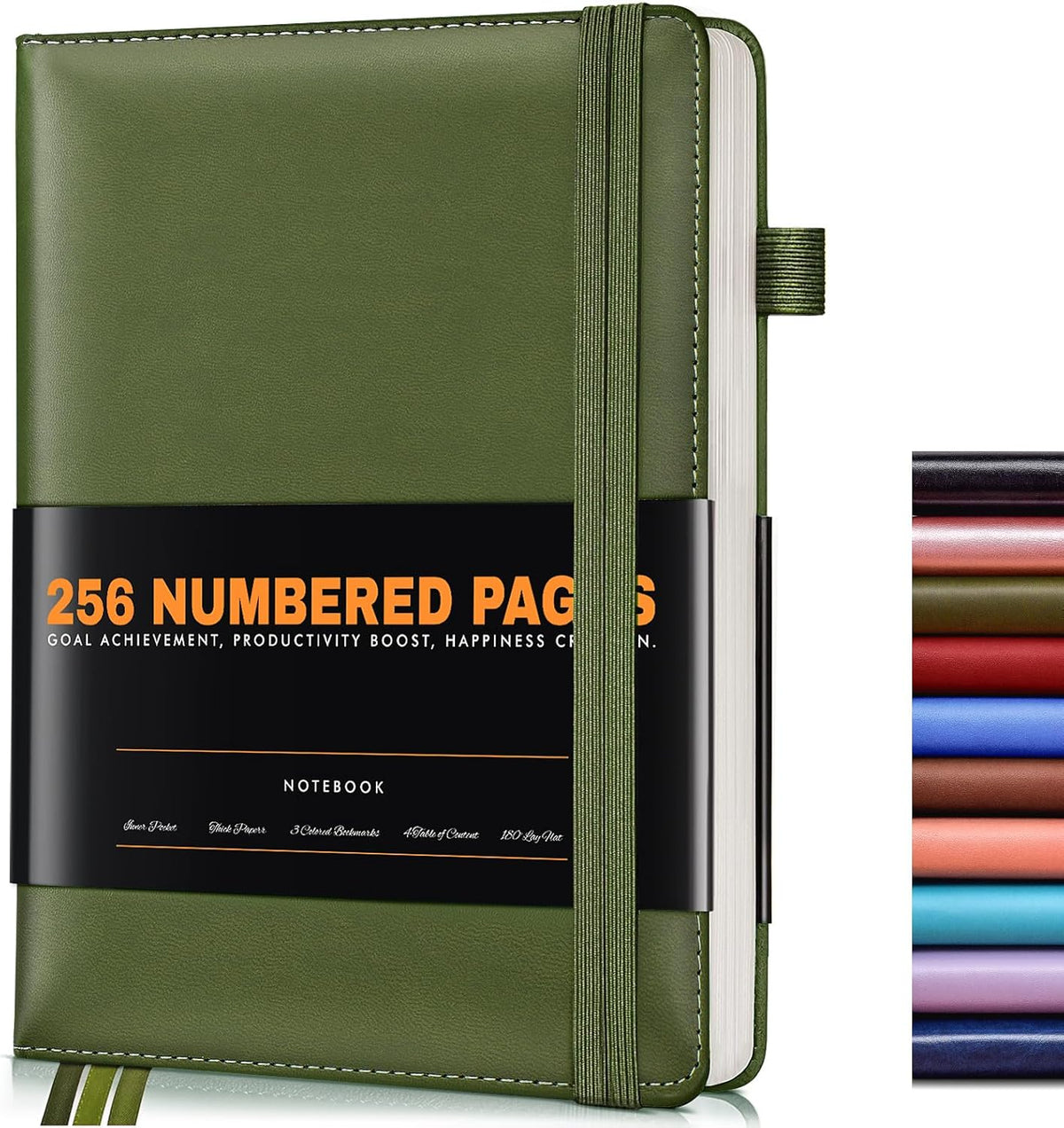Lined Journal Notebook for Women Men, 256 Numbered Pages Hardcover Leather Journals for Writing, A5