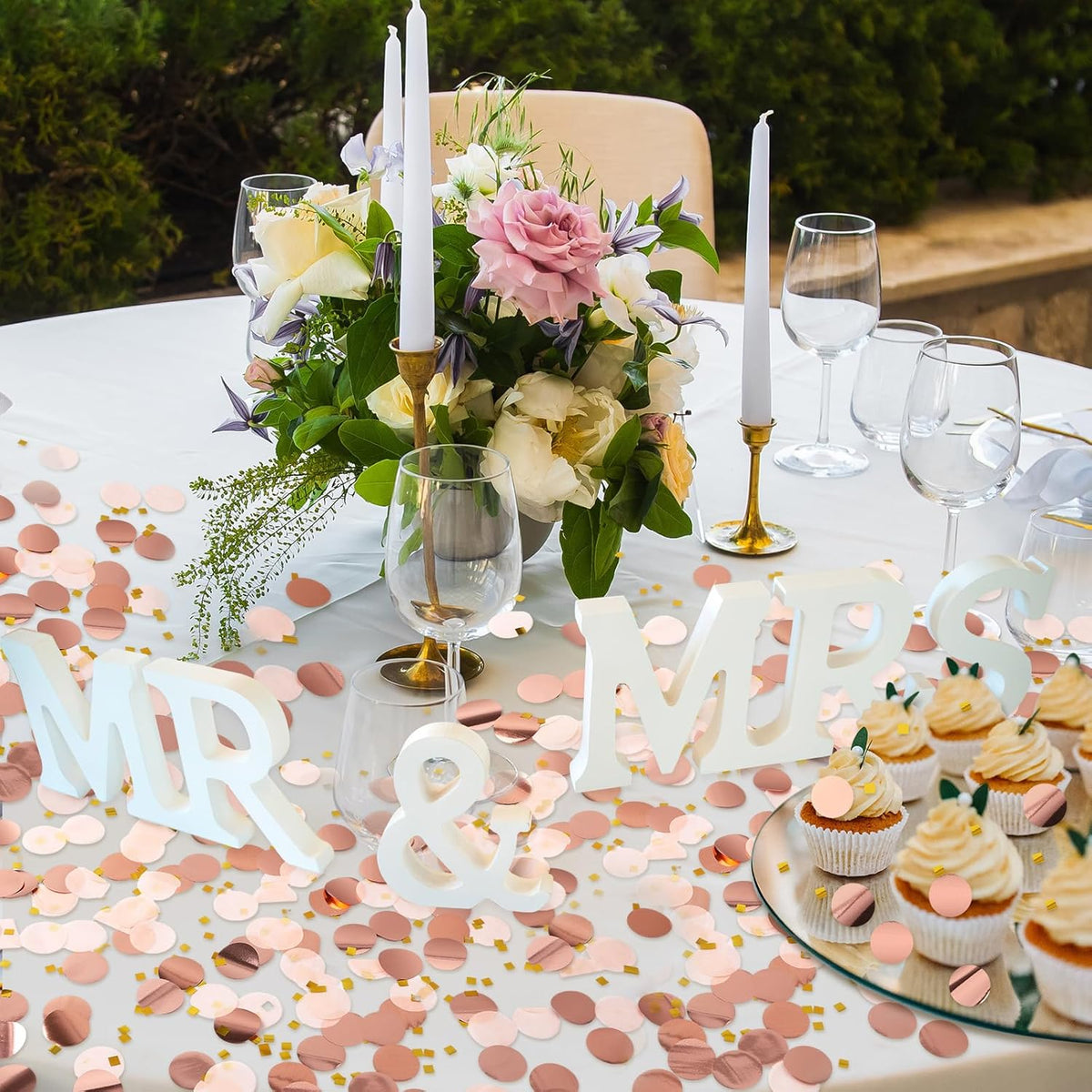 MARFOREVER Round Tissue Paper Confetti, Rose Gold Table Confetti Dots Decorations Birthday Party