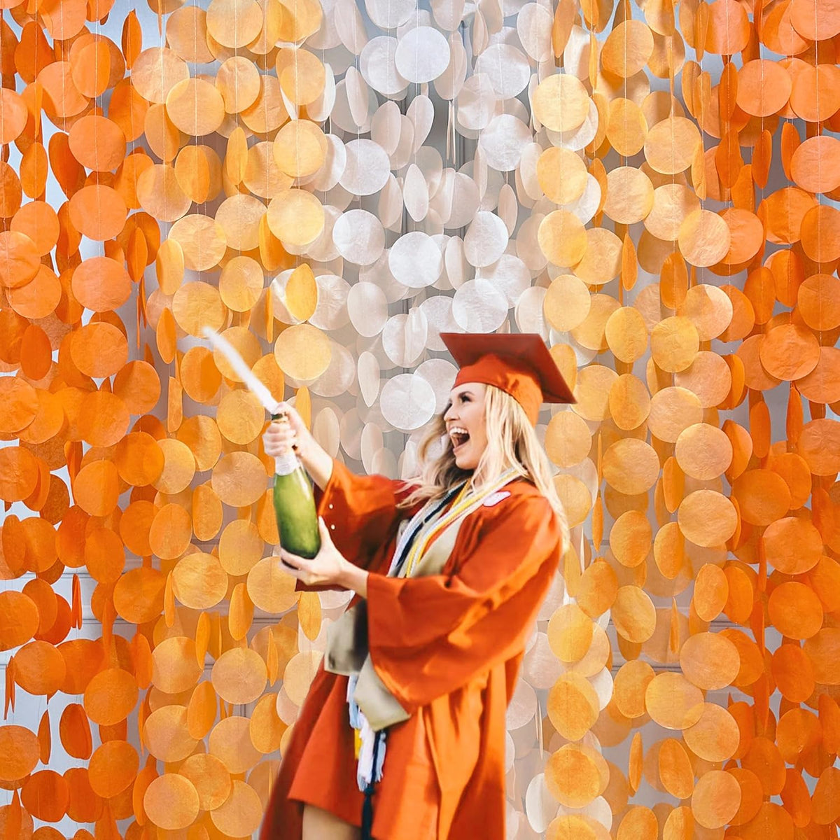 192 Ft Orange Party Decorations Ombre Orange Big Circle Dots Backdrop Streamer Tissue Paper Polka