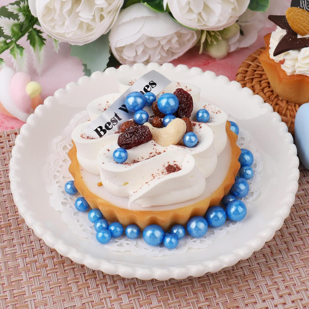 Blue Pearl Sprinkles for Cake Decorating, 11.3 Oz Edible Pearls Sugar 4 Sizes Gift Box Set for