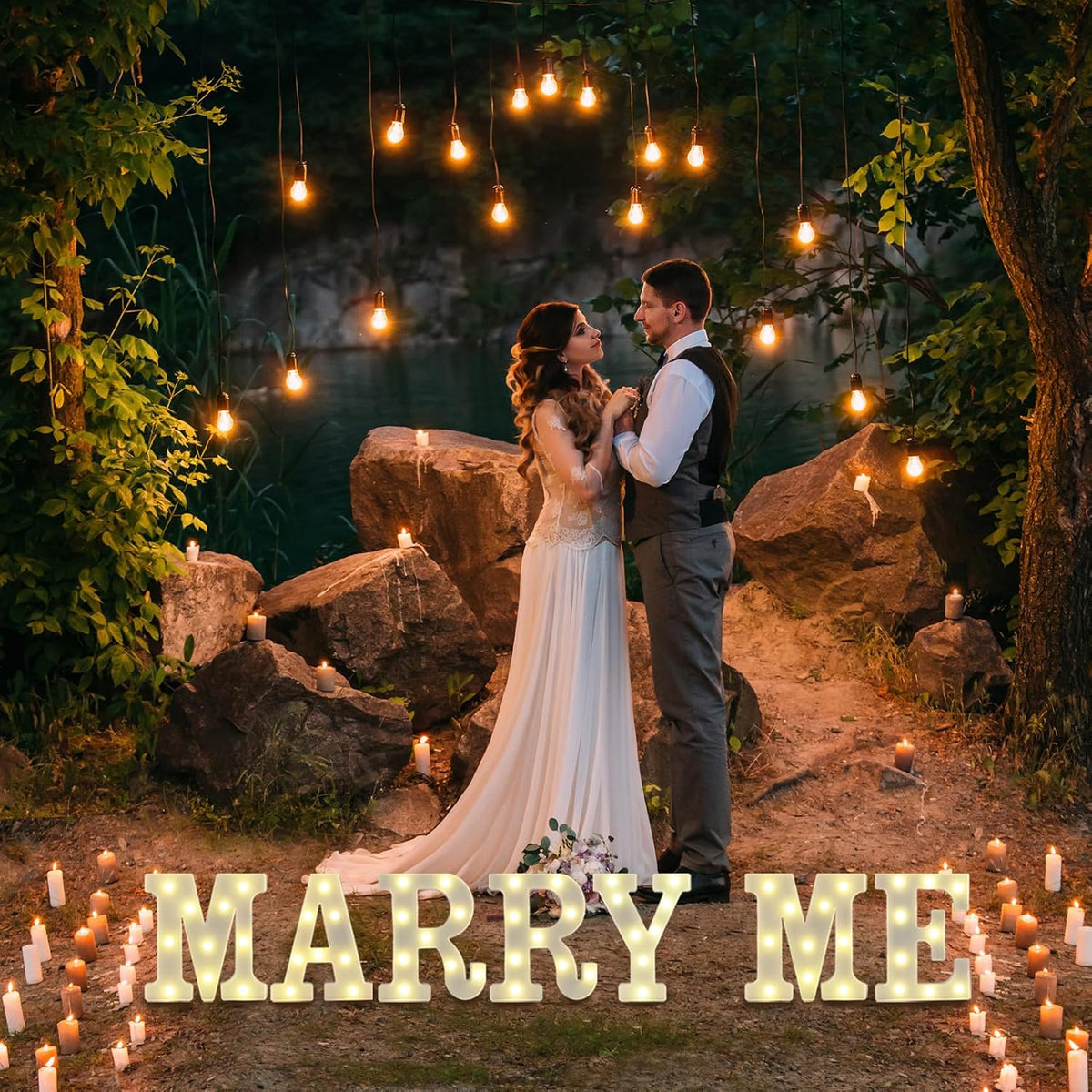 LED Marquee Letter Lights, Small Light Up Marquee MARRY ME Sign, Decorative LED Alphabet Lamp