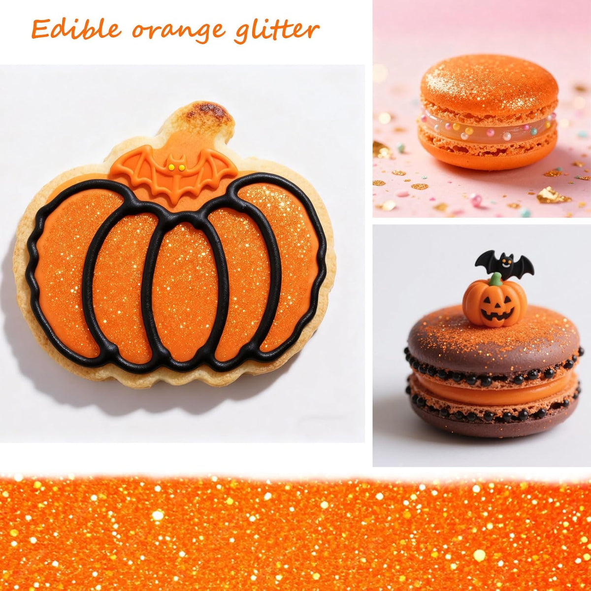 Orange Edible Glitter Glimmer Powder for Cakes Drinks - Colaele 5 grams Food Grade Luster Dust