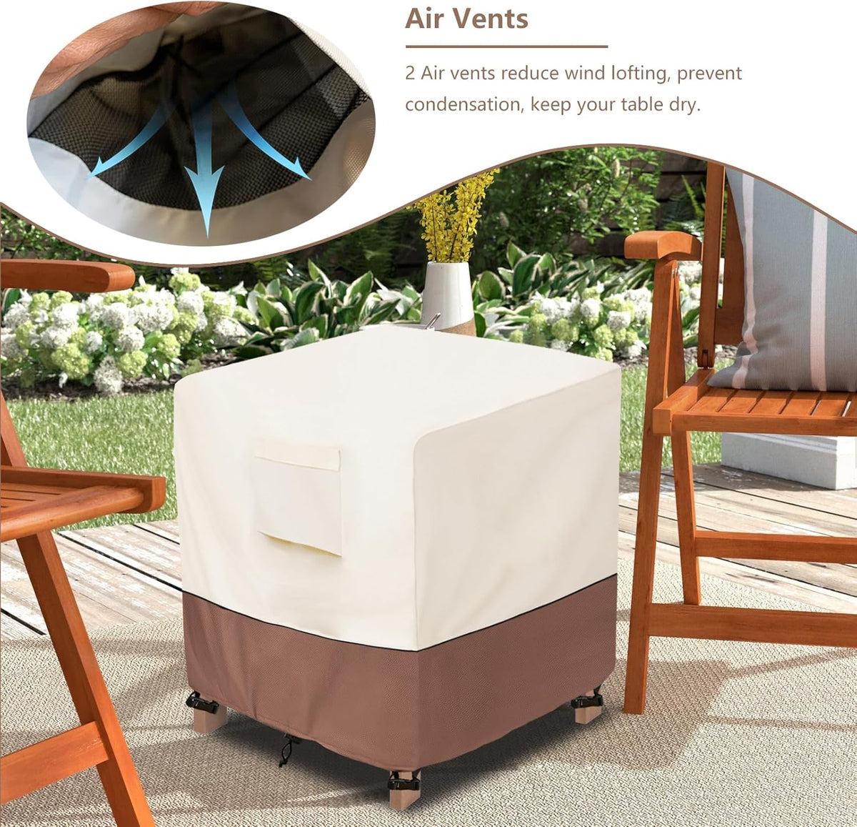 okcool Patio Wicker Side Table Cover,Waterproof Square Patio Small Side Table Cover,Suitable for