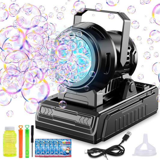 SHCKE Automatic Bubble Machine 10 Holes Bubble Blower,Plug in or Battery Operated Portable Bubble
