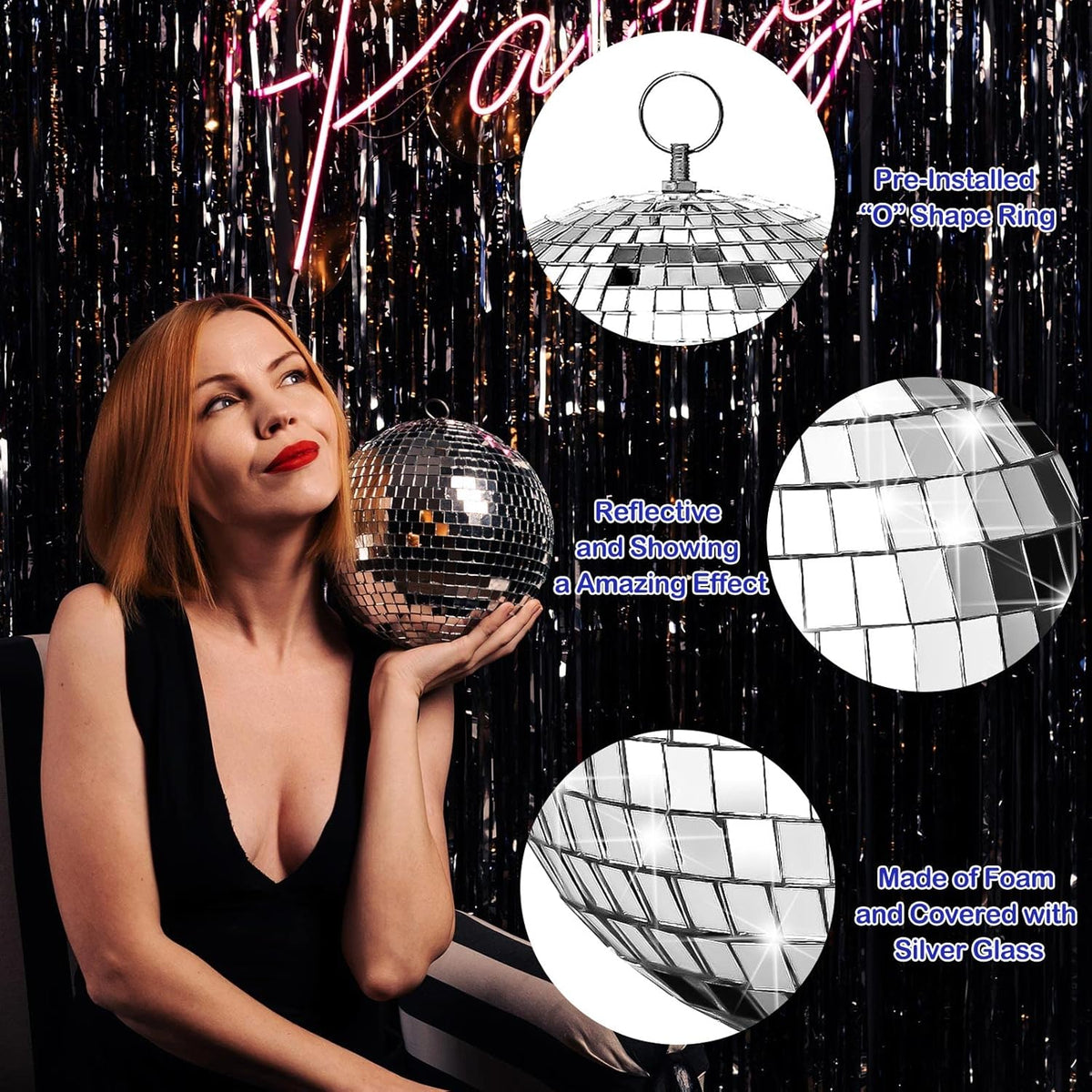 Funtery 100 Pcs Mirror Disco Balls Bulk Assorted Silver Hanging Disco Ball Decor for Home Wedding