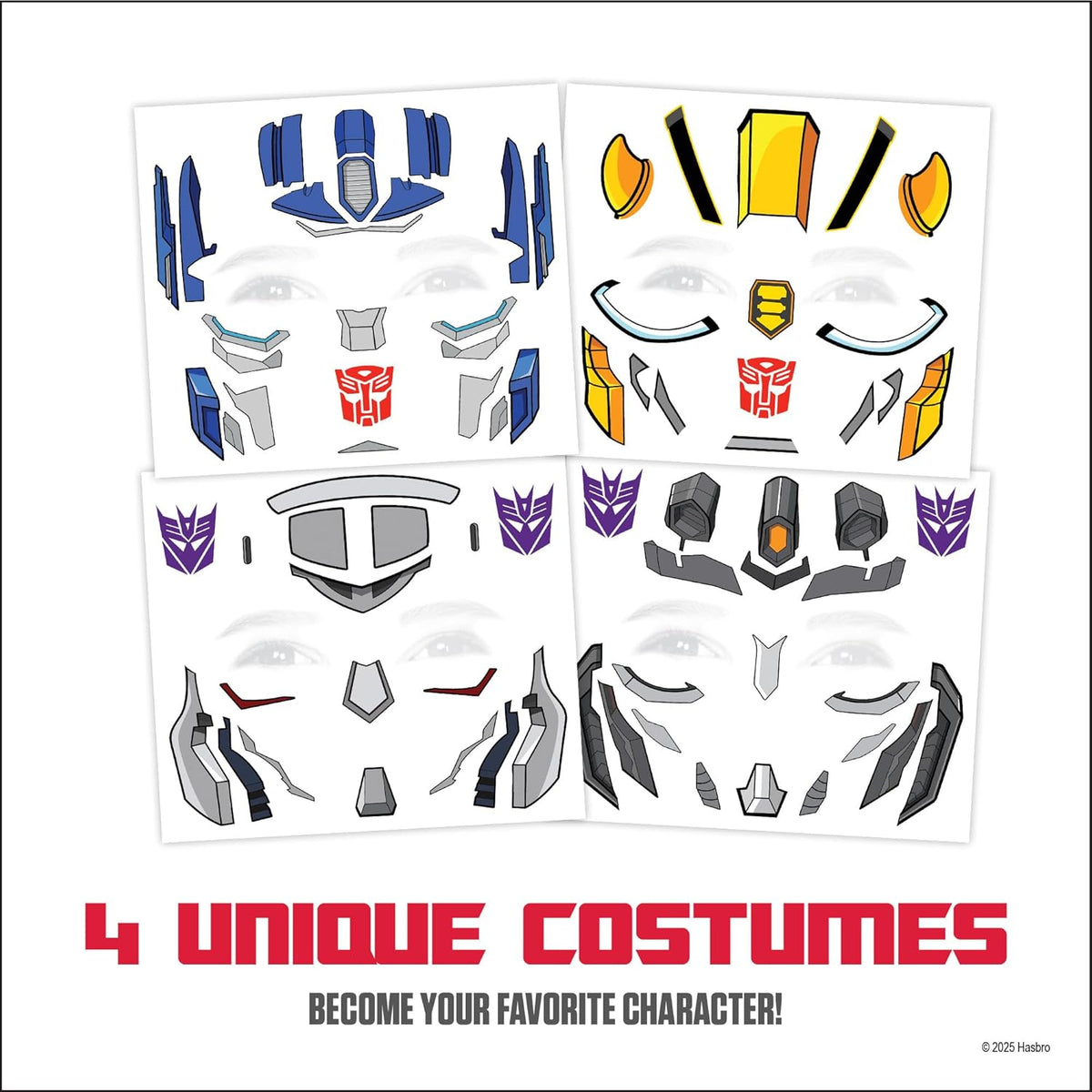 Transformers Costume Face Tattoos – Temporary Tattoo Set for Kids Featuring Optimus Prime