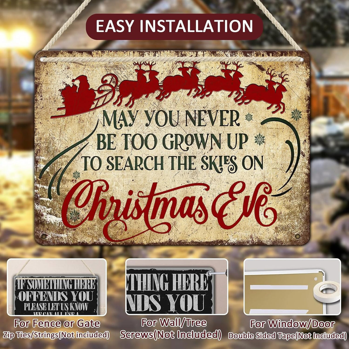 Christmas Sign Wall Art Vintage May You Never to Too Grown Up to Search The Skies Christmas Eve