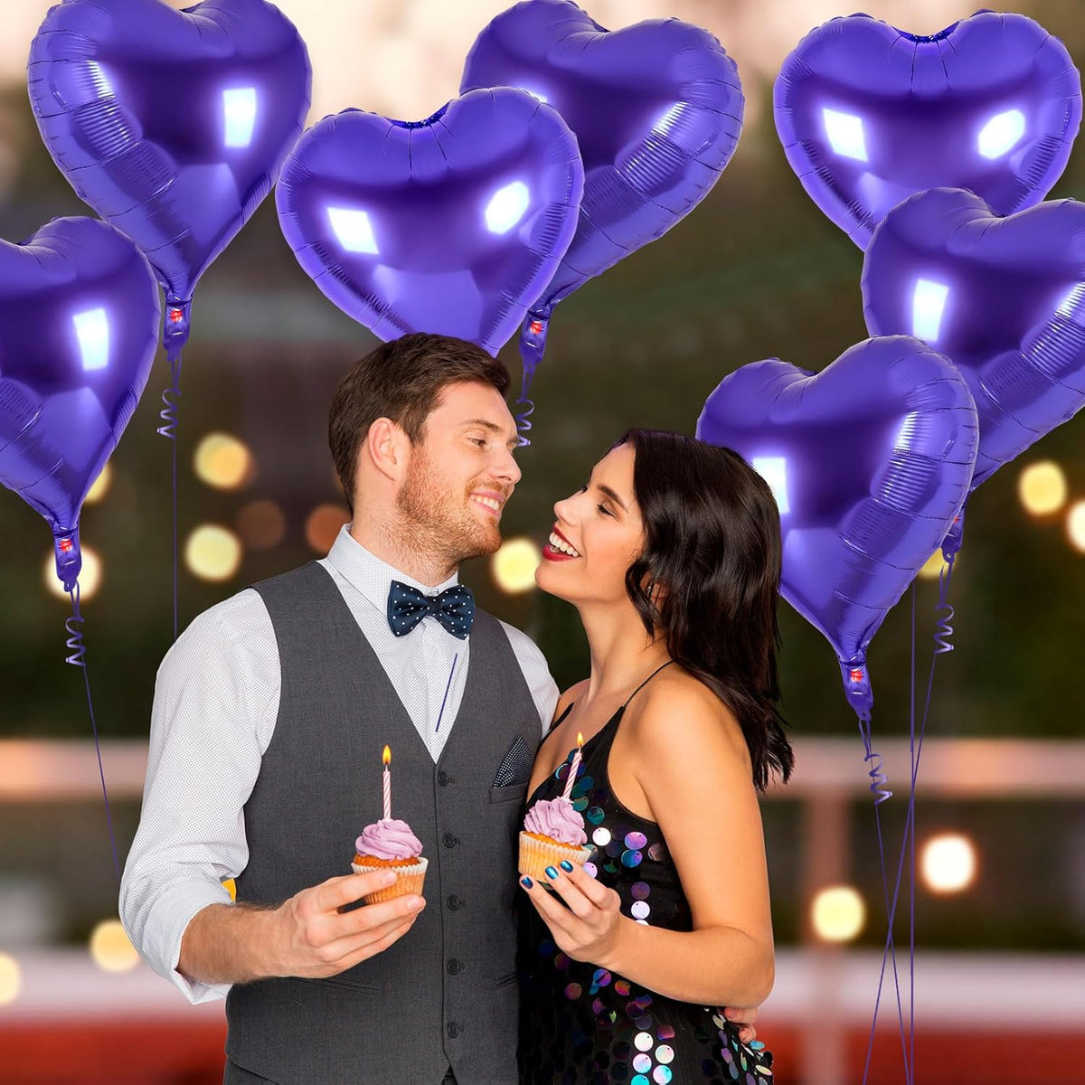 24 Pcs Purple Heart Balloons,18 inch Heart Shape Foil Balloons Love Balloons Valentine Balloons for