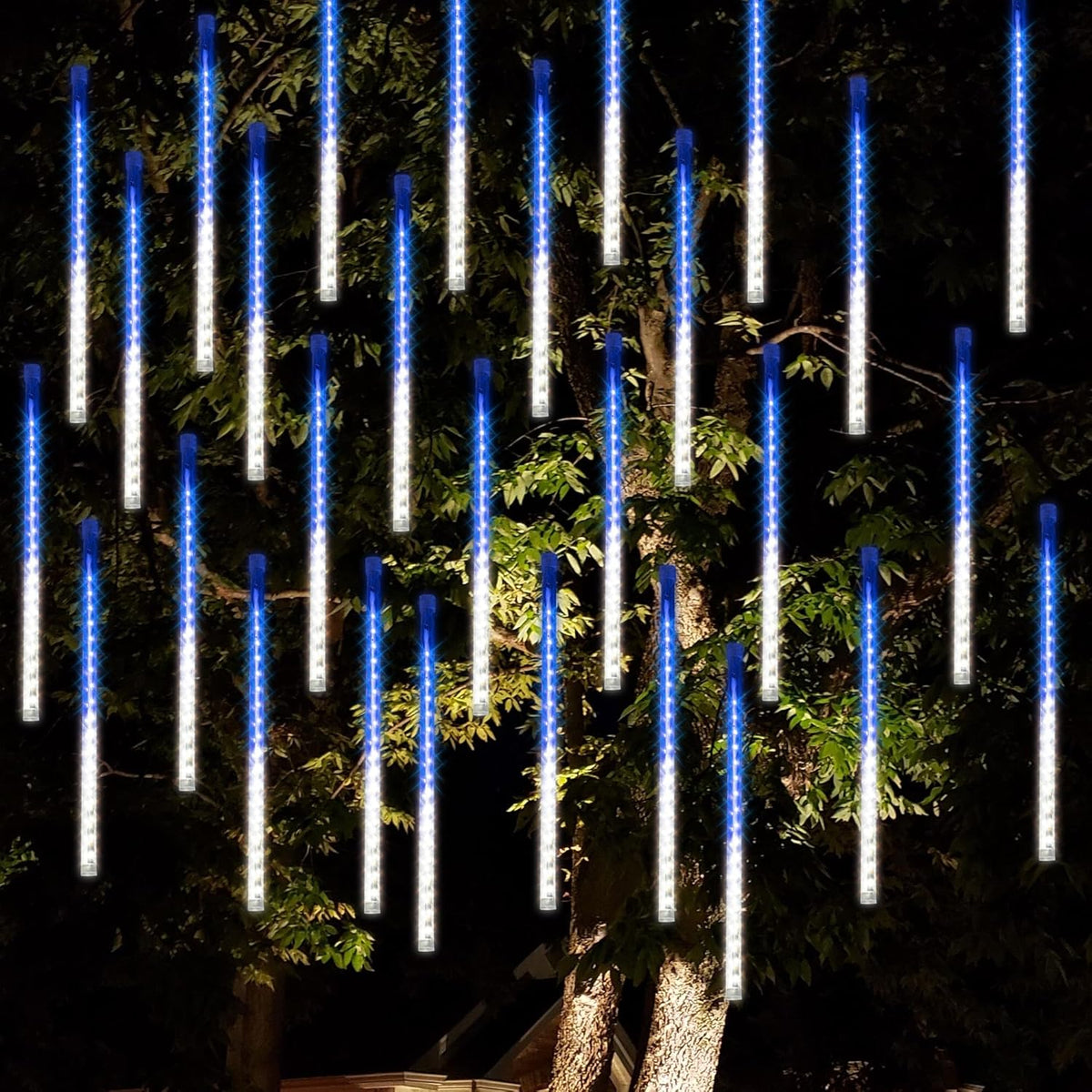 Dazzle Bright 288 LED Christmas Light, 11.8 Inch Meteor Shower Rain Lights with 8 Tubes，Waterproof