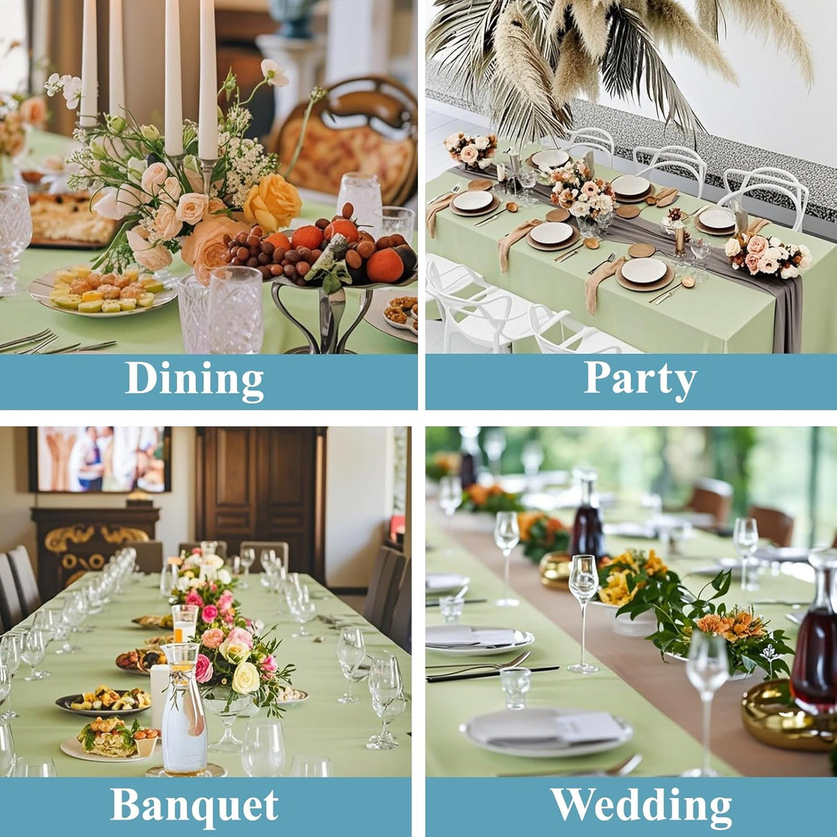 VidaFete Tablecloth 2 Pack 90*132inch Rectangle Table Cloth Polyester, Stain Wrinkle Resistant