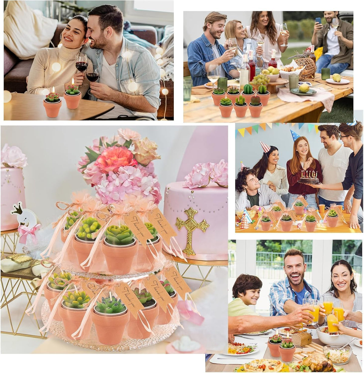 36 Pcs Succulent Cactus Candles Party Favors- Succulent Tealight Candles, Bulk Candle for Favors