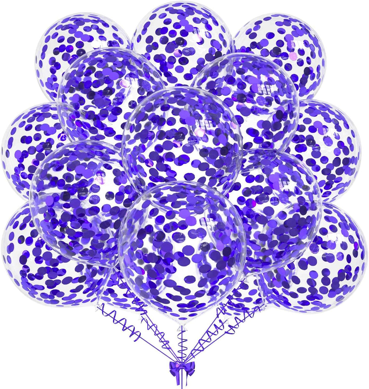 50pcs Purple Foil Confetti Balloons,12 inch Latex Balloon with Purple Confetti Inside for Birthday