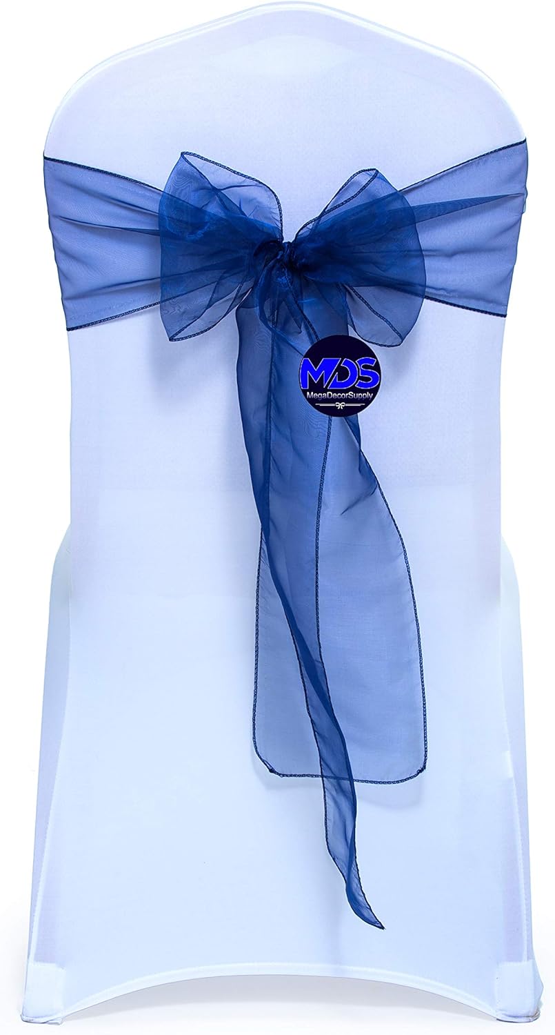 MDS Pack of 250 PCS Organza Chair Sashes Wider Dining Chair Bows Ribbon Tie Back for Wedding Party