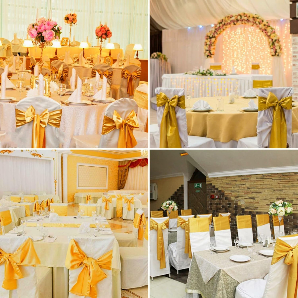 50 PCS Satin Chair Sashes Bows Decorative Universal Chair Cover Chair Ribbon Ties Back Sash for