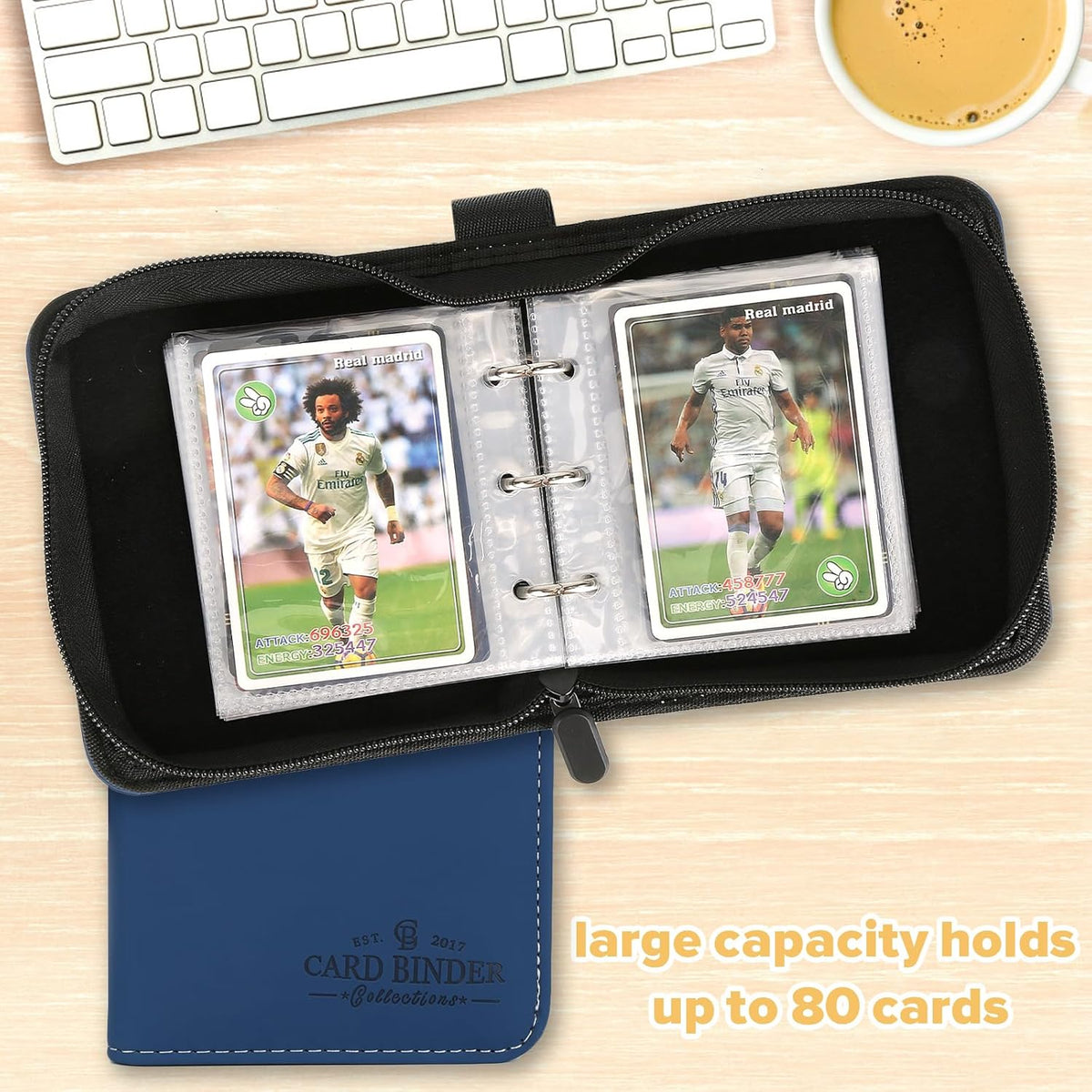 Trading Card Binder, Card Collection Binder Album Folder with 80 Side Loading Pockets, 1 Pocket