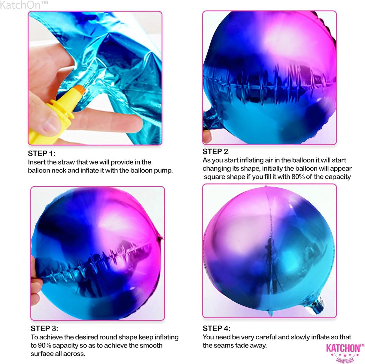 KatchOn, Purple Galaxy Balloons - 22 Inch, Pack of 6 | Round 4D Metallic Balloon for Galaxy