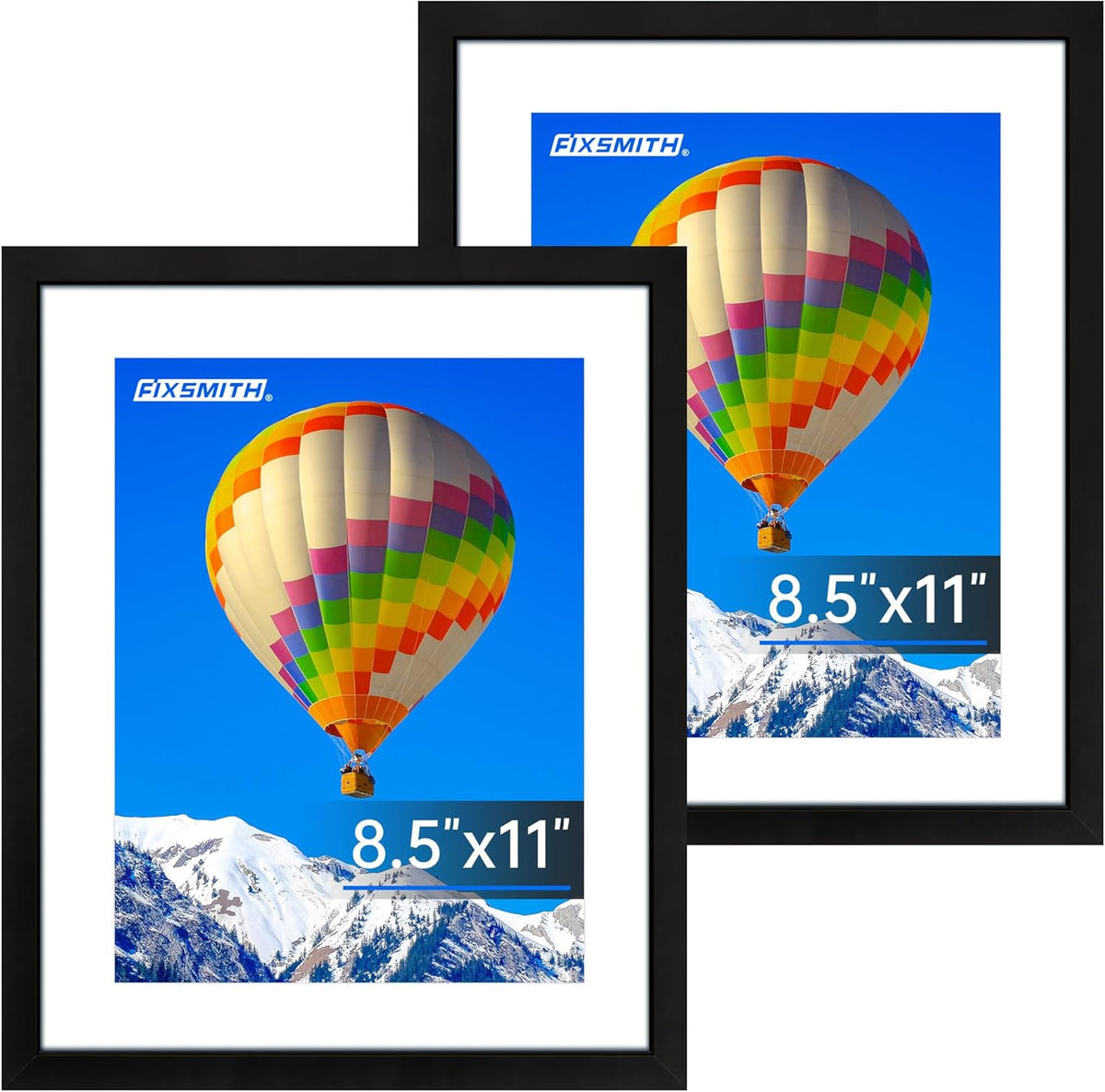 FIXSMITH 8.5x11 Picture Frame Set of 2, Photo Frame with HD Plexiglass, Display Pictures 6x8 with