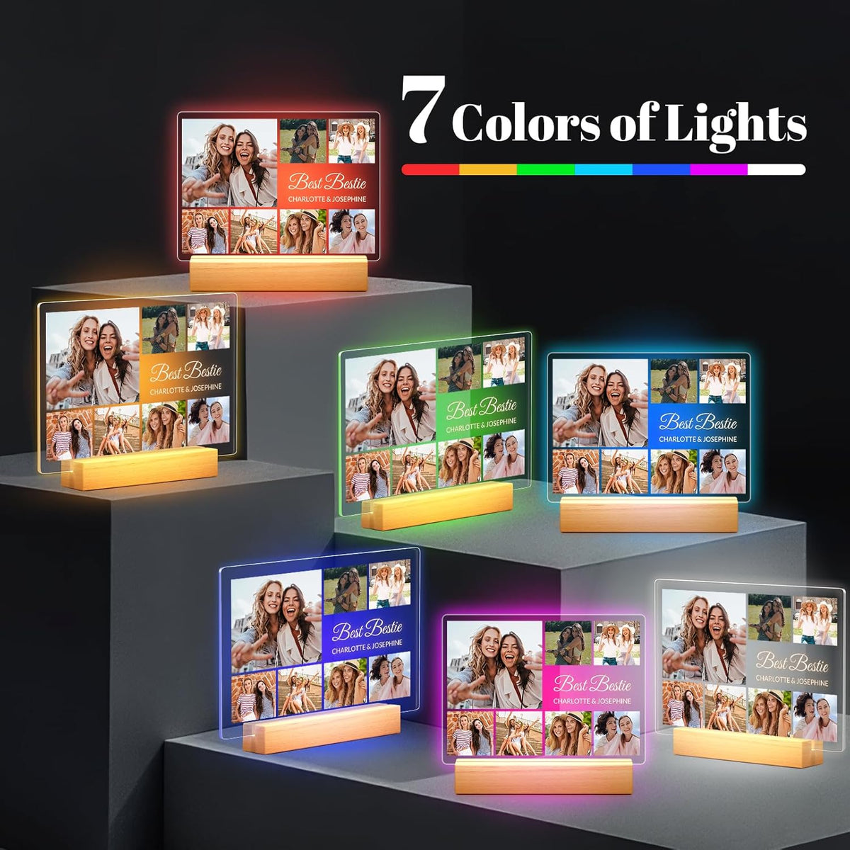 Personalized Picture Frames with Photo, Custom Photo Frame with Night Light, Customized Photo