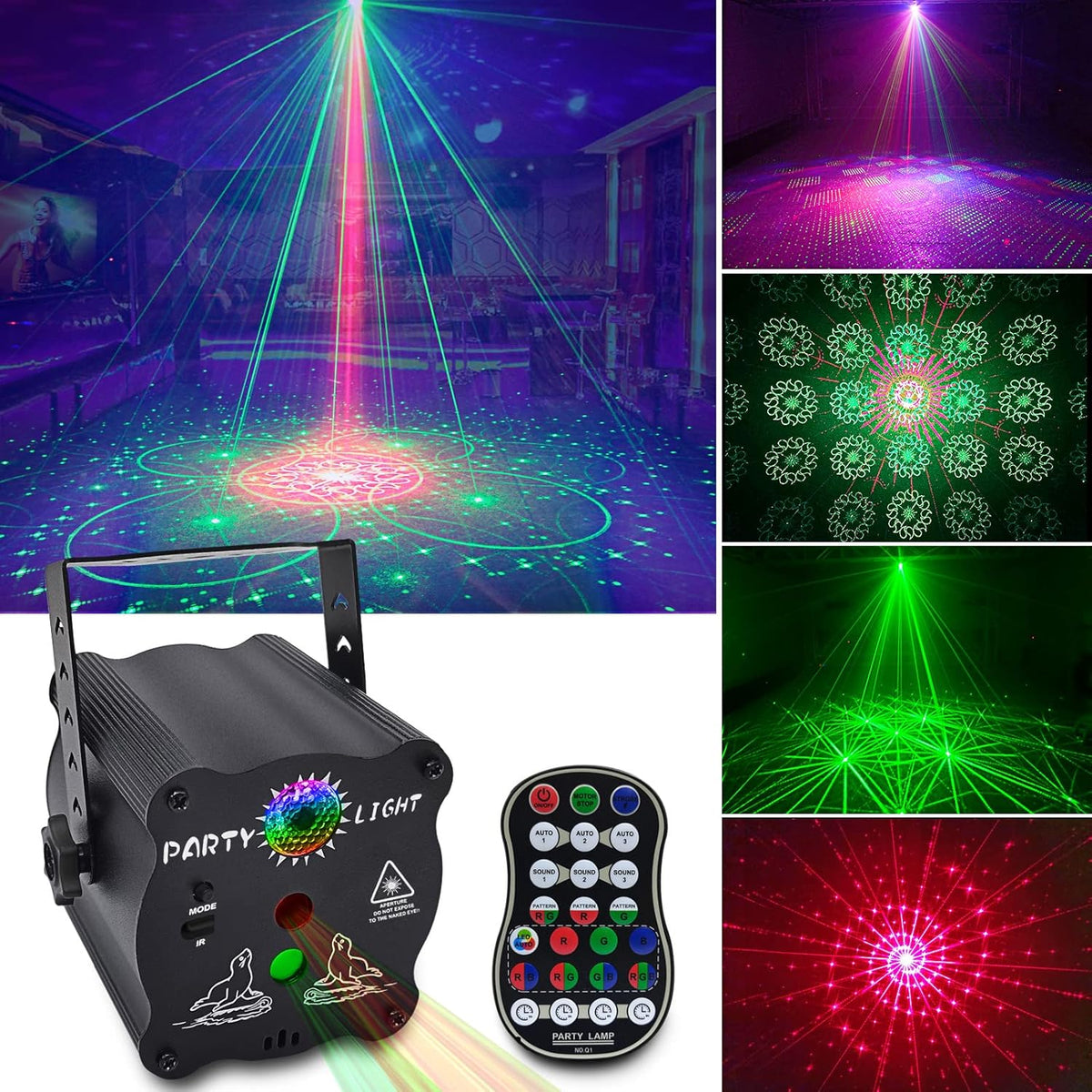 Party Lights DJ Disco Lights, Sound Activated with Remote Control for Dance Party Karaoke Living