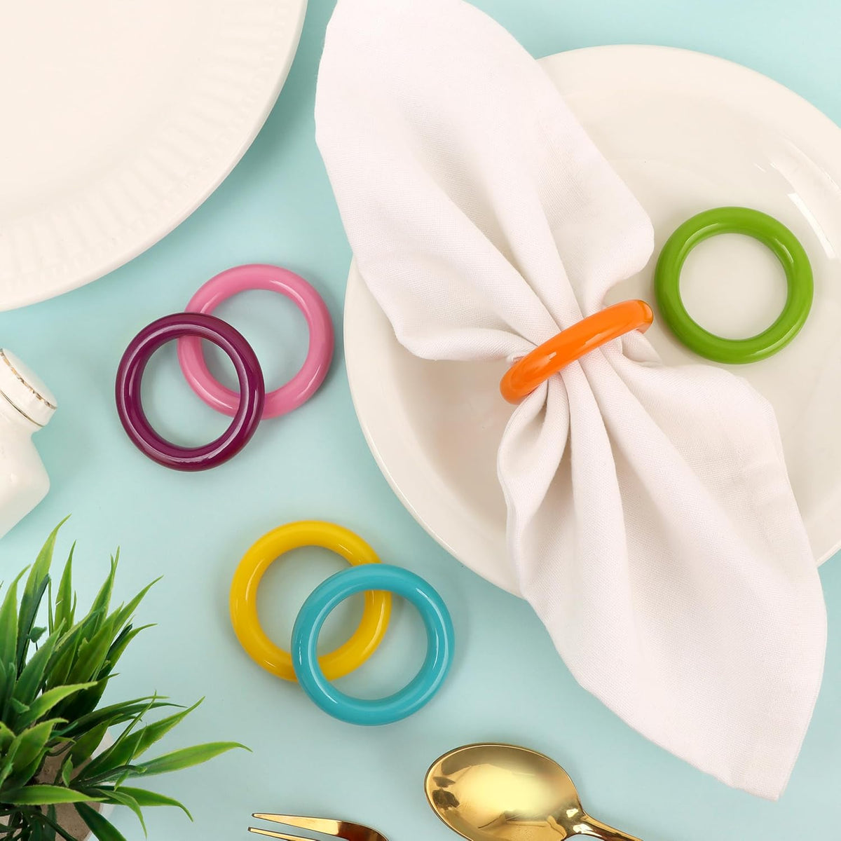 Napkin Rings Set of 12 - Epoxy Resin Napkin Holder Cuffs for Dinner Table Décor - Farmhouse Modern