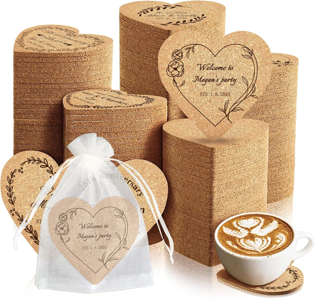 Custom Coasters Personalized Cork Coasters Bulk with Logo Wedding Personalized Cork Natural Wood